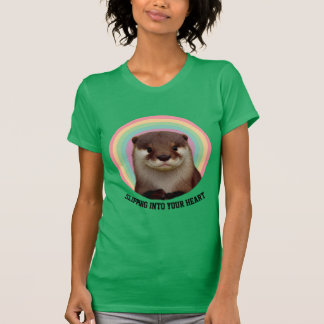 Otter tee，かわいいレインボーオッターバイブTシャツ Tシャツ