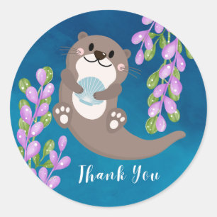 Otter Thank Youステッカー ラウンドシール