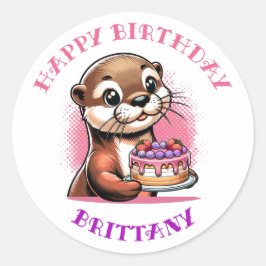 Otter Themed Girl's Birthday Partyの写真 ラウンドシール