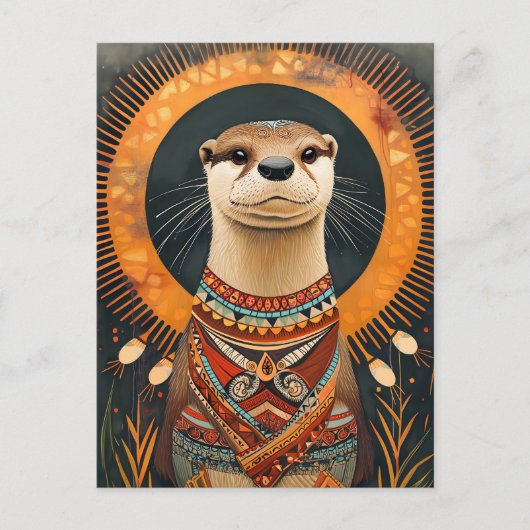 Otter Totem – Playful Deco Spirit ポストカード (正面)