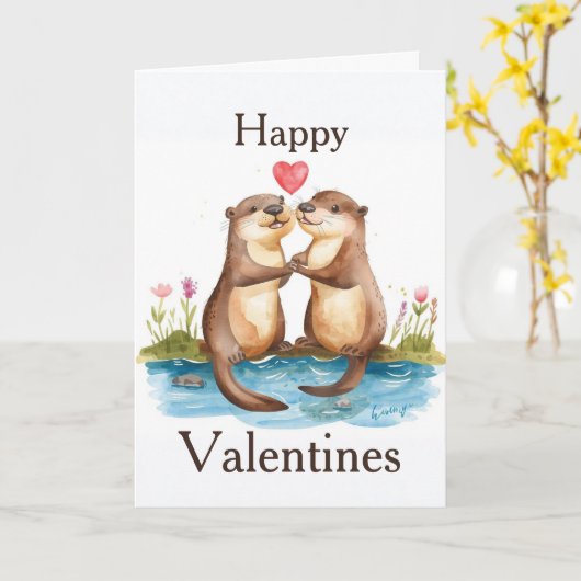 Otter Valentines Day Card カード (黄色い花)