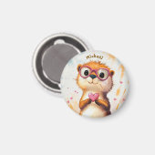 Otter Valentine's Day Heart Badge - Kids School  マグネット (正面/裏面)