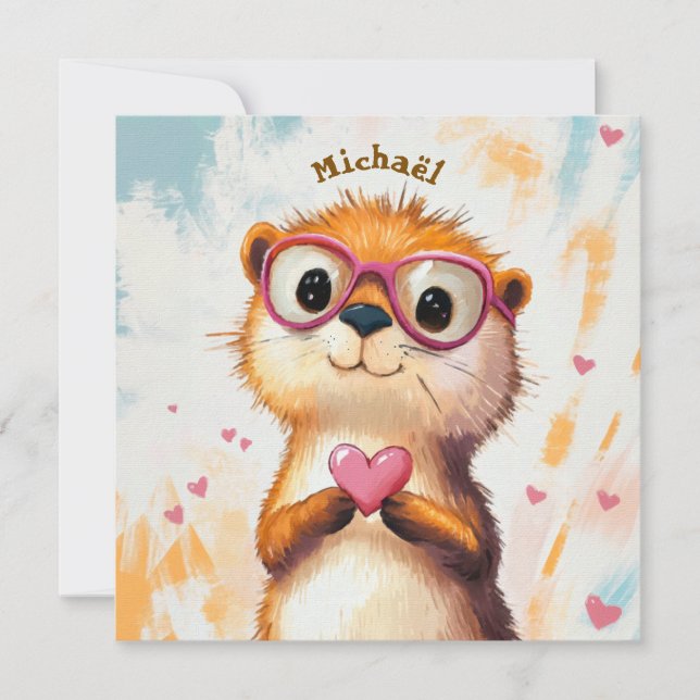 Otter Valentine's Day Heart Kids School  (正面)