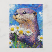 Otter With Daisies ポストカード (正面)
