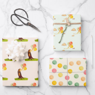 Otter Wrapping紙フラットシートセット3 ラッピングペーパーシート
