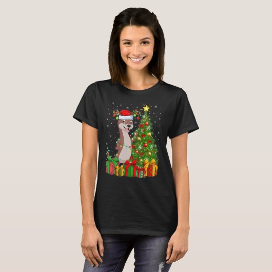 Otter   Xmas Holiday Santa Otter Christmas Tree Tシャツ (正面フル)