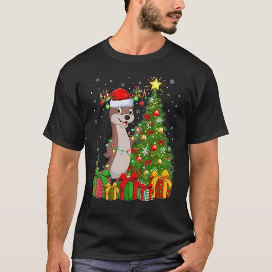 Otter Xmas Holiday Santa Otter Christmas Tree Tシャツ (正面)