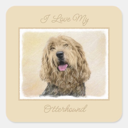 Otterhound 絵画's – かわいいオリジナルドッグアートスクエア スクエアシール (正面)