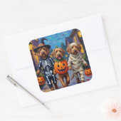 Otterhound Trick-or-Treating in Halloween Costumes スクエアシール (封筒)