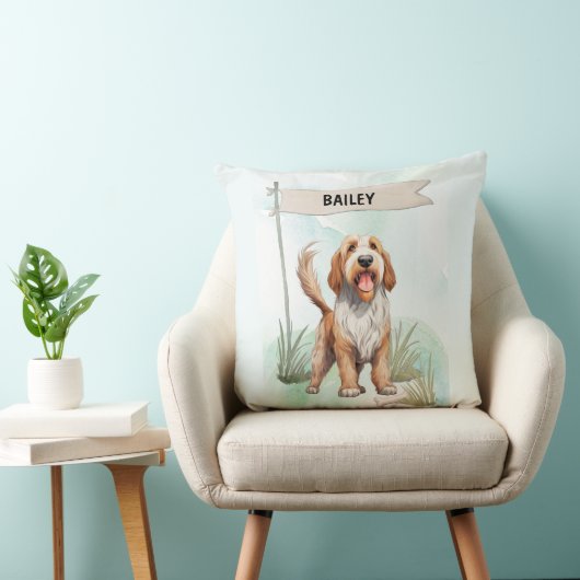 Otterhound Watercolor Personalized Dog クッション (椅子)