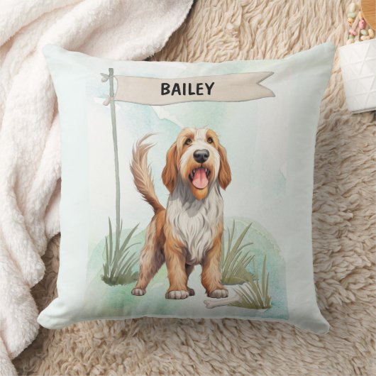 Otterhound Watercolor Personalized Dog クッション (ブランケット)