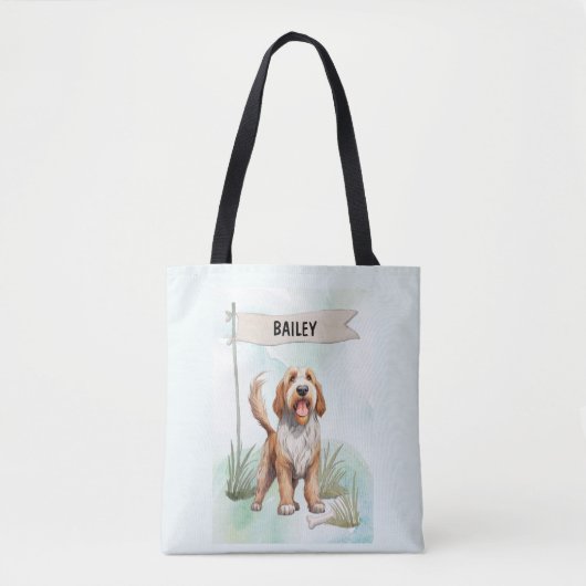 Otterhound Watercolor Personalized Dog トートバッグ (正面)