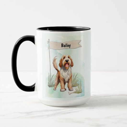 Otterhound Watercolor Personalized Dog マグカップ (左)