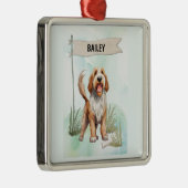 Otterhound Watercolor Personalized Dog メタルオーナメント (右)