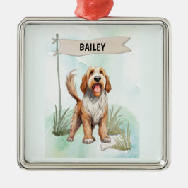 Otterhound Watercolor Personalized Dog メタルオーナメント
