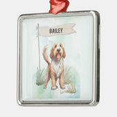 Otterhound Watercolor Personalized Dog メタルオーナメント (左)