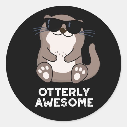Otterly 素晴らし Animal Otter Pun Dark BG ラウンドシール (正面)
