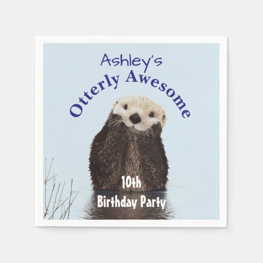 Otterly 素晴らし Birthday Partyオッター スタンダードカクテルナプキン (正面)