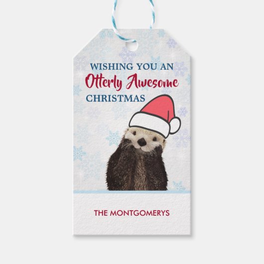 Otterly 素晴らし Christmas Pun Otterの画像 ギフトタグ (正面)