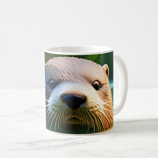 Otterly Adorable - AI Fantasy Digital Art Print コーヒーマグカップ (正面右)