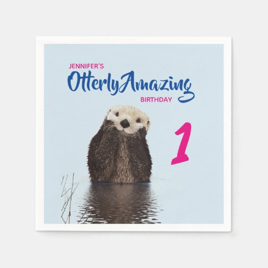 Otterly Amazing誕生日かわいいOtter写真 スタンダードカクテルナプキン (正面)