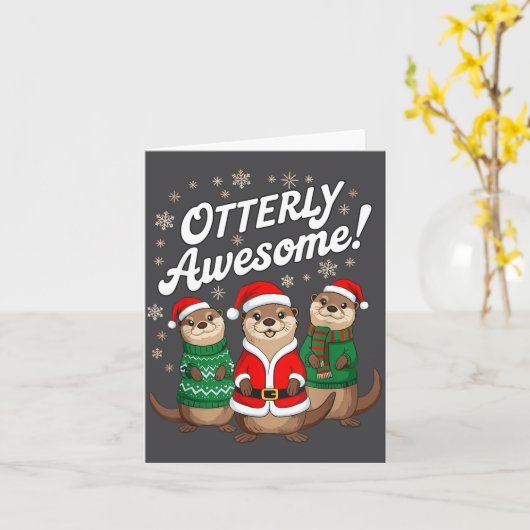 Otterly Awesome! Christmas Otter Design For Holida カード (黄色い花)