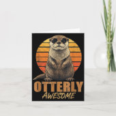 Otterly Awesome Retro Sunset Sea Otter Lover Graph カード (正面)