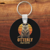 Otterly Awesome Retro Sunset Sea Otter Lover Graph キーホルダー (正面)