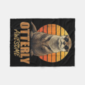 Otterly Awesome Retro Sunset Sea Otter Lover Graph フリースブランケット (正面(横))