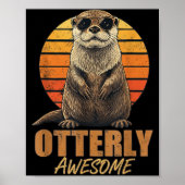 Otterly Awesome Retro Sunset Sea Otter Lover Graph ポスター (正面)