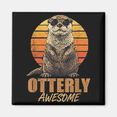 Otterly Awesome Retro Sunset Sea Otter Lover Graph マグネット (正面)