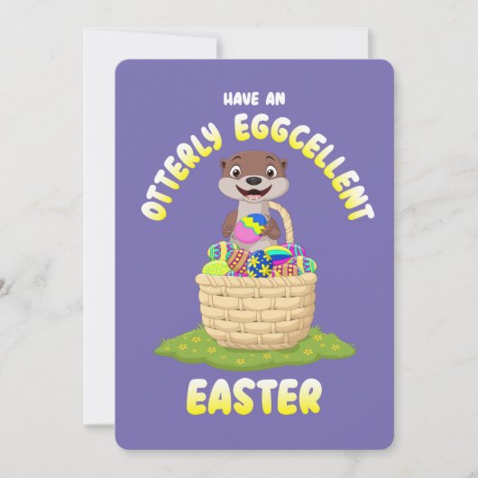 Otterly Eggellent Cartoon Otter Easter Egg シーズンカード (正面)