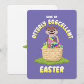 Otterly Eggellent Cartoon Otter Easter Egg シーズンカード (正面/裏面)