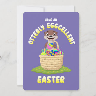 Otterly Eggellent Cartoon Otter Easter Egg シーズンカード