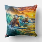 Ottersサーフィン02デザインby Rich AMeN Gill クッション (裏面)