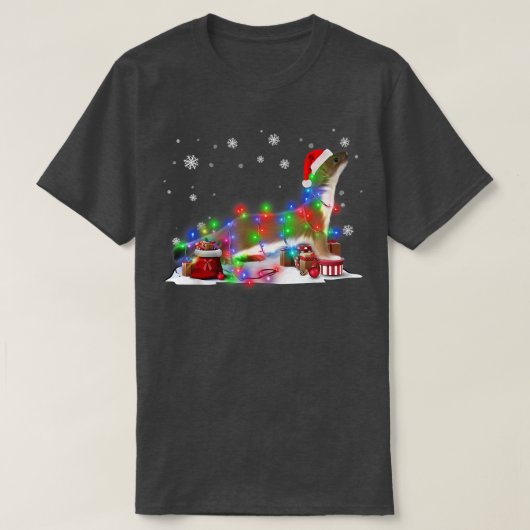Ottersツリーおもしろいクリスマスライトクリスマスパジャママット Tシャツ (デザイン正面)