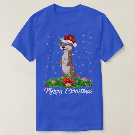 Otters Animal Lover Matching Santa Hat Otter Chris Tシャツ (デザイン正面)