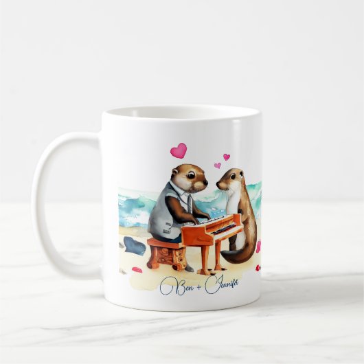 Otters Couple in Love コーヒーマグカップ (左)