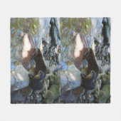 Otters Drinking, Medium Fleece Blanket フリースブランケット (正面(横))