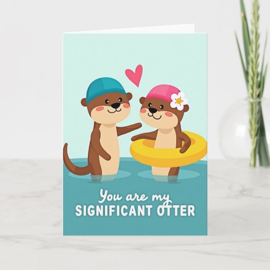 Otters In Love Greeting Card カード (正面)