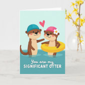 Otters In Love Greeting Card カード (黄色い花)