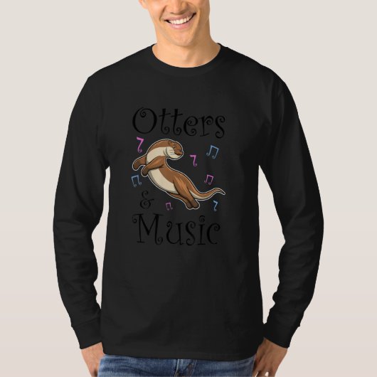 Otters Musician Music Notes Dancing Sea Otter Tシャツ (正面)