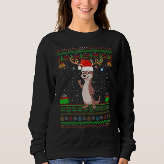 Otters Santa Matching醜いOtters Christmas スウェットシャツ (正面)