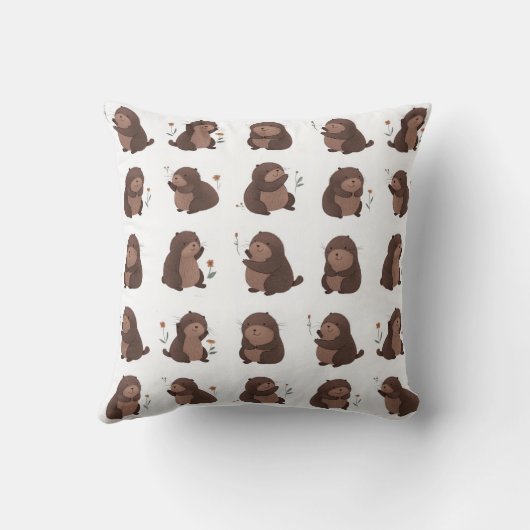 Otto the Brown Mole Pillow クッション (裏面)