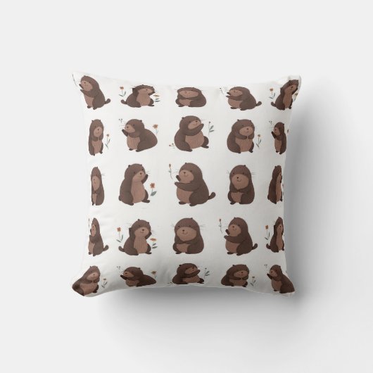 Otto the Brown Mole Pillow クッション (正面)