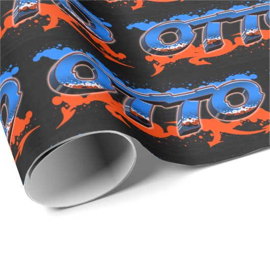 Otto Vorname Name Graffiti blue orange ラッピングペーパー (ロールコーナー)