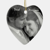 Ou初めてのクリスマスピンクダマスクフォトオーナメント セラミックオーナメント (右)