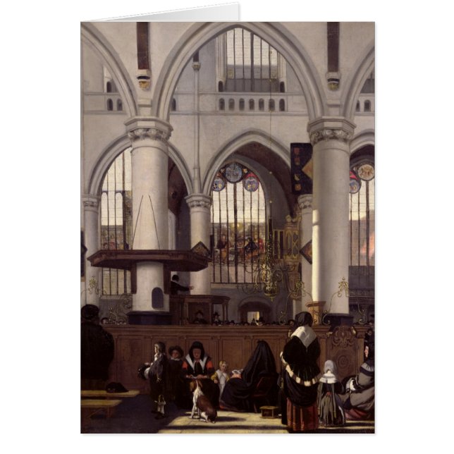 Oude Kerk、アムステルダム、c.1660のインテリア (正面)