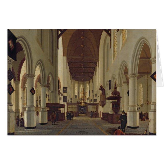 Oude Kerk、デルフト、c.1660-70のインテリア (正面横)