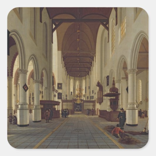 Oude Kerk、デルフト、c.1660-70のインテリア スクエアシール (正面)
